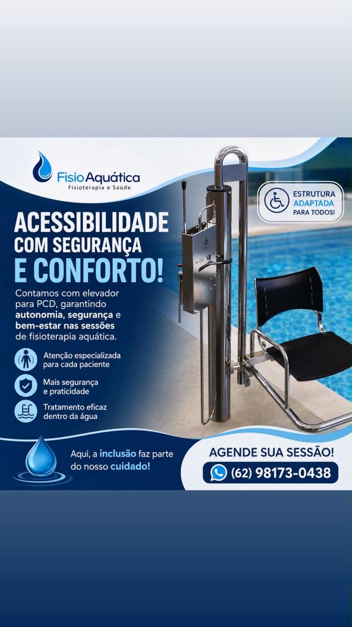 Elevador para PCD que dá acesso à piscina da Fisio Aquática