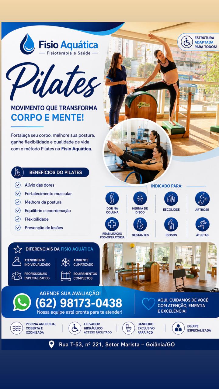 Material da clínica sobre as aulas de Pilates